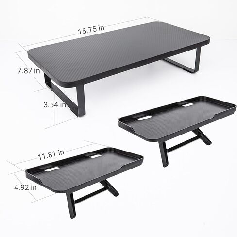 Ergonomic Monitor Stand with 2 Storage Shelves and Cable Holes - Space-saving gaming/office desk storage rack, suitable for laptops/monitors, ideal for desks, conference room in Kuwait