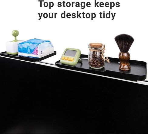 Ergonomic Monitor Stand with 2 Storage Shelves and Cable Holes - Space-saving gaming/office desk storage rack, suitable for laptops/monitors, ideal for desks, conference room in Kuwait