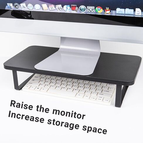 Ergonomic Monitor Stand with 2 Storage Shelves and Cable Holes - Space-saving gaming/office desk storage rack, suitable for laptops/monitors, ideal for desks, conference room in Kuwait