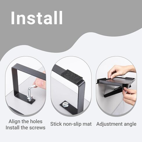 Ergonomic Monitor Stand with 2 Storage Shelves and Cable Holes - Space-saving gaming/office desk storage rack, suitable for laptops/monitors, ideal for desks, conference room in Kuwait