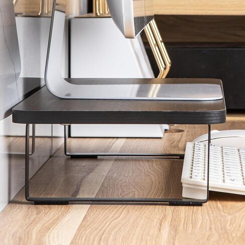 Ergonomic Monitor Stand with 2 Storage Shelves and Cable Holes - Space-saving gaming/office desk storage rack, suitable for laptops/monitors, ideal for desks, conference room in Kuwait