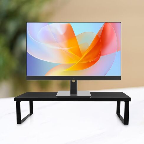 NUOBESTY Sturdy Monitor Stand Riser for Desk Computer Laptop Tabletop Organizer Black Stable Practical Monitor Riser for Home Office School Use in Kuwait