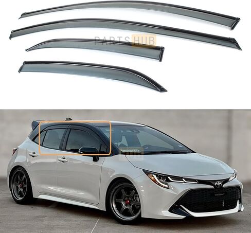 يناسب 2019-2026 تويوتا كورولا هاتشباك رياضي أسود اللون دخان ملون نافذة أقنعة المطر الحرس منحرف/2020 2021 2022 2023 2024 2025 in Kuwait