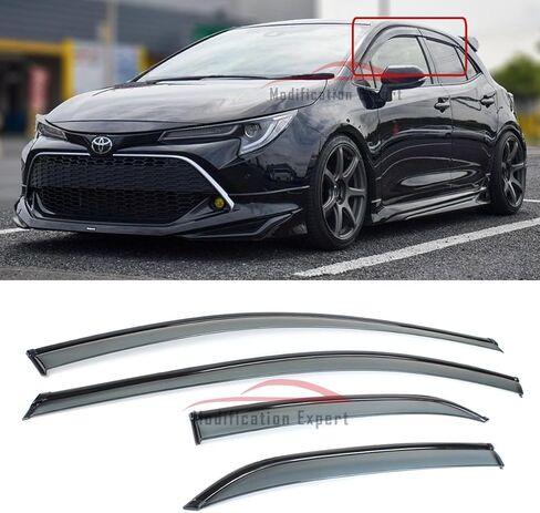 يناسب 2019-2026 تويوتا كورولا هاتشباك رياضي أسود اللون دخان ملون نافذة أقنعة المطر الحرس منحرف/2020 2021 2022 2023 2024 2025 in Kuwait