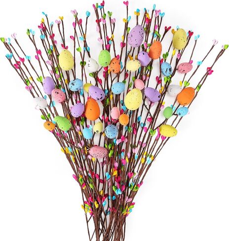 39 قطعة من زينة عيد الفصح من يونفان، رذاذ عيد الفصح الاصطناعي مع بيض الباستيل والتوت، وسيقان زهرة الربيع، وفروع غصين البيض لديكور المنزل، وترتيب الزهور، وإكليل الزهور المركزي in Kuwait