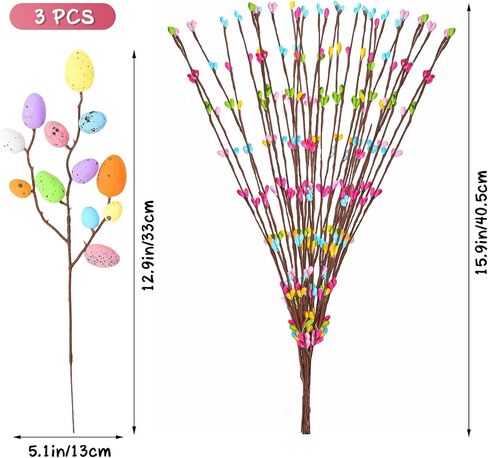 39 قطعة من زينة عيد الفصح من يونفان، رذاذ عيد الفصح الاصطناعي مع بيض الباستيل والتوت، وسيقان زهرة الربيع، وفروع غصين البيض لديكور المنزل، وترتيب الزهور، وإكليل الزهور المركزي in Kuwait