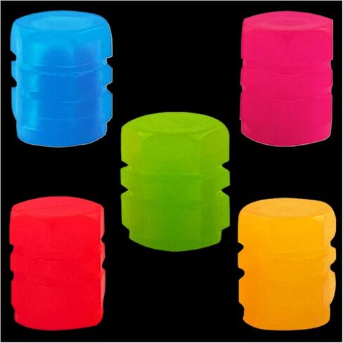 40 قطعة من أغطية جذع صمام الإطارات المتوهجة، غطاء صمام الإطارات الفلورسنت، أغطية جذع الصمام المتوهج في الظلام للسيارات والدراجات النارية والشاحنات وسيارات الدفع الرباعي (5 ألوان) in Kuwait