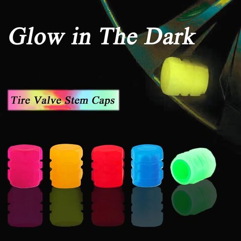 40 قطعة من أغطية جذع صمام الإطارات المتوهجة، غطاء صمام الإطارات الفلورسنت، أغطية جذع الصمام المتوهج في الظلام للسيارات والدراجات النارية والشاحنات وسيارات الدفع الرباعي (5 ألوان) in Kuwait