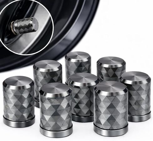 أغطية جذع صمام الإطارات، تيتانيوم، 8 قطع/عبوة، سبيكة ألومنيوم CNC مع بطانة داخلية بلاستيكية، مقاومة للتآكل، تصميم محكم، مناسب عالمي للسيارات والشاحنات وسيارات الدفع الرباعي والدراجات النارية in Kuwait