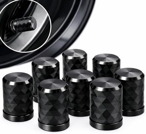 Tire Valve Stem Caps, Titanium, 8pcs/Pack, CNC Aluminum Alloy with Plastic Inner Liner, Anti-Seize Corrosion Resistant, Textured Design, Universal Fit for Cars Trucks SUVs Motorcycles Bikes in Saudi Arabia
