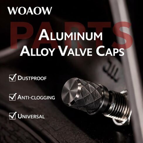 Tire Valve Stem Caps, Titanium, 8pcs/Pack, CNC Aluminum Alloy with Plastic Inner Liner, Anti-Seize Corrosion Resistant, Textured Design, Universal Fit for Cars Trucks SUVs Motorcycles Bikes in Saudi Arabia