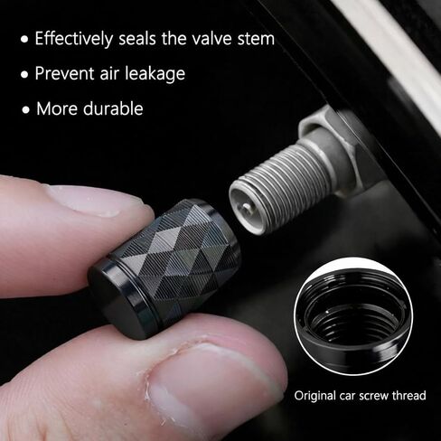 Tire Valve Stem Caps, Titanium, 8pcs/Pack, CNC Aluminum Alloy with Plastic Inner Liner, Anti-Seize Corrosion Resistant, Textured Design, Universal Fit for Cars Trucks SUVs Motorcycles Bikes in Saudi Arabia