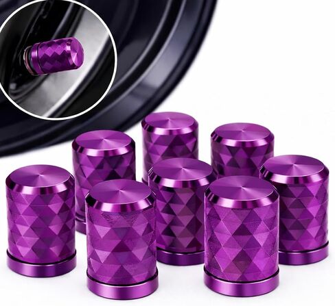 Tire Valve Stem Caps, Titanium, 8pcs/Pack, CNC Aluminum Alloy with Plastic Inner Liner, Anti-Seize Corrosion Resistant, Textured Design, Universal Fit for Cars Trucks SUVs Motorcycles Bikes in Saudi Arabia