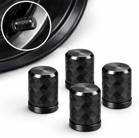 Tire Valve Stem Caps, Titanium, 8pcs/Pack, CNC Aluminum Alloy with Plastic Inner Liner, Anti-Seize Corrosion Resistant, Textured Design, Universal Fit for Cars Trucks SUVs Motorcycles Bikes in Saudi Arabia