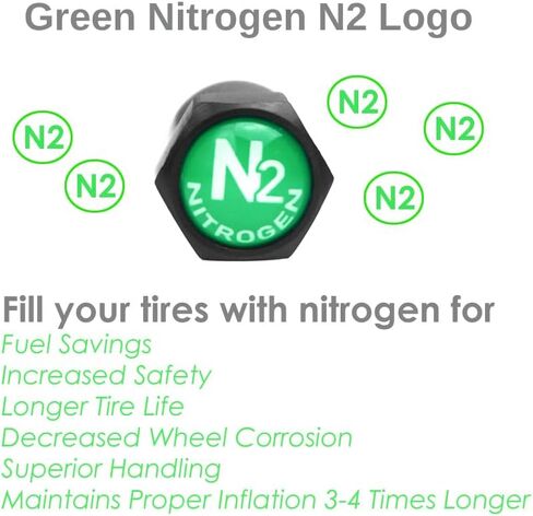 N2 Nitrogen Tire Valve Stem Cap +Rubber Seal -Schrader Valve 8V1-Motorcycle Car SUV Jeep RV Truck ATV/UTV Pickup Minivan Golf Cart/Boat Trailer Moped MTB BMX Mower Stroller in Saudi Arabia