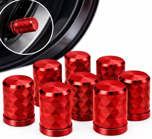 Tire Valve Stem Caps, Titanium, 8pcs/Pack, CNC Aluminum Alloy with Plastic Inner Liner, Anti-Seize Corrosion Resistant, Textured Design, Universal Fit for Cars Trucks SUVs Motorcycles Bikes in Saudi Arabia