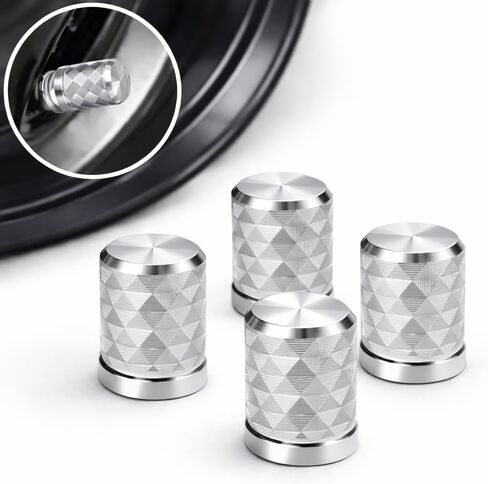 Tire Valve Stem Caps, Titanium, 8pcs/Pack, CNC Aluminum Alloy with Plastic Inner Liner, Anti-Seize Corrosion Resistant, Textured Design, Universal Fit for Cars Trucks SUVs Motorcycles Bikes in Saudi Arabia