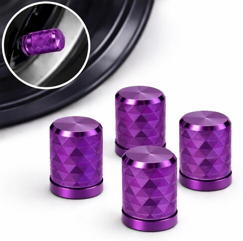 Tire Valve Stem Caps, Titanium, 8pcs/Pack, CNC Aluminum Alloy with Plastic Inner Liner, Anti-Seize Corrosion Resistant, Textured Design, Universal Fit for Cars Trucks SUVs Motorcycles Bikes in Saudi Arabia