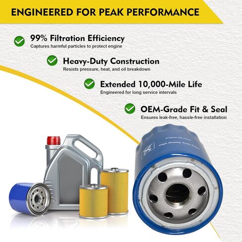 فلتر زيت متوافق مع Chevy GMC Cadillac Lincoln Jeep Ford Buick، يناسب Silverado Sierra Escalade Navigator F-150 Enclave، استبدال # PF63، AA5Z6714A، FL500SB12 in Kuwait