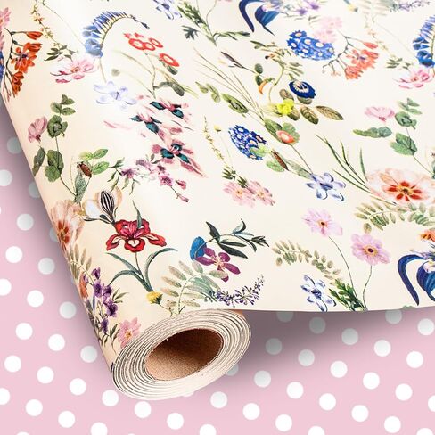 لفة ورق تغليف الهدايا من هومرال شيمر - 46.8 قدم مربع. زهرة عتيقة لامعة باللونين الأبيض والأسود لحفلات الزفاف، وأعياد الميلاد، وحفلات الزفاف، والذكرى السنوية، والحفلات - 17 بوصة × 33 قدم in Kuwait