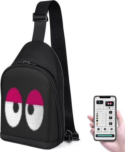 Gelrova Light Up LED Crossbody Bag, Cyber Bag with Programmable LED Dsiplay Screen, Outdoor Advertising Travel Sling Backpack, City Serise in Kuwait