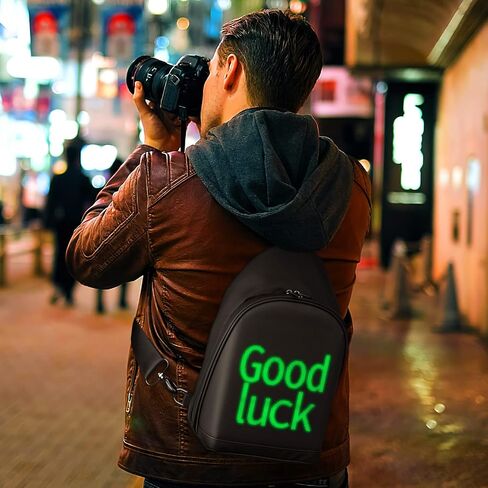Gelrova Light Up LED Crossbody Bag, Cyber Bag with Programmable LED Dsiplay Screen, Outdoor Advertising Travel Sling Backpack, City Serise in Kuwait