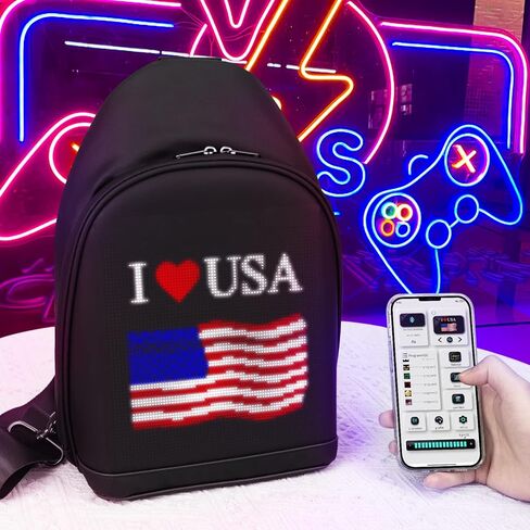 Gelrova Light Up LED Crossbody Bag, Cyber Bag with Programmable LED Dsiplay Screen, Outdoor Advertising Travel Sling Backpack, City Serise in Kuwait