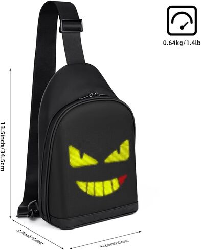 Gelrova Light Up LED Crossbody Bag, Cyber Bag with Programmable LED Dsiplay Screen, Outdoor Advertising Travel Sling Backpack, City Serise in Kuwait