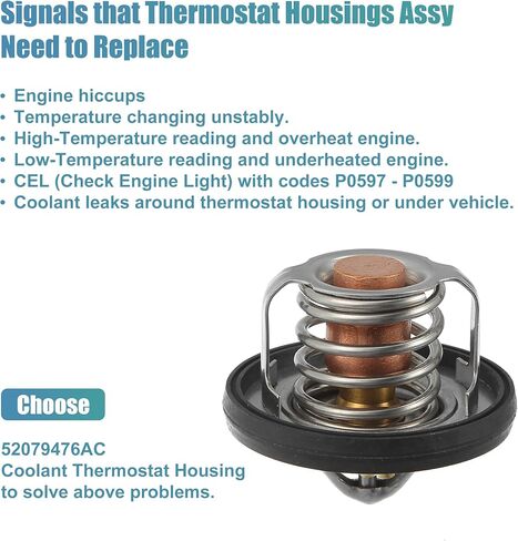 X AUTOHAUX 52079476AC Engine Coolant Thermostat Replacement for Jeep Grand Cherokee 2004-2007 Aluminum Rubber in Saudi Arabia