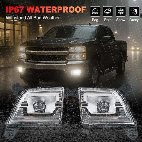 مجموعة مصابيح الضباب LED متوافقة مع 2019 2020 2021 2022 Chevy Silverado 1500 2500HD 3500HD، مصابيح الضباب الجانبية للسائق والراكب مع حزام الأسلاك والعدسة، تحل محل 84125494,84962680 in Kuwait