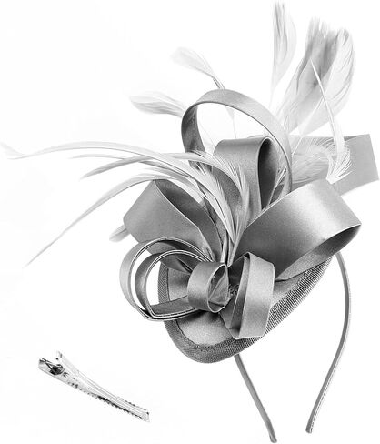 DRESHOW Fascinators Royal Banquet Ribbons Feathers Headwear Cocktail Tea Party Wedding Church Bridal Derby Hat for Women in Saudi Arabia