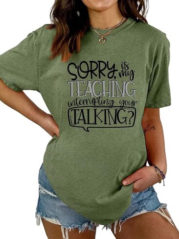 قمصان مدرسية مضحكة للنساء آسف هو تعليمي الذي يقاطع حديثك، تي شيرت صيفي قصير الأكمام لتعليم الحياة in Kuwait