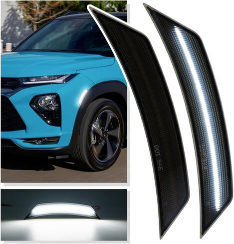 NJSBYL 2 قطعة Trailblazer LED ضوء علامة جانبية لعام 2021 2022 2023 2024 Chevy Trailblazer المصد الأمامي مؤشر إشارة الانعطاف الأبيض الكامل LED الإضاءة المدخنة للسائق الأيسر والراكب الأيمن in Saudi Arabia
