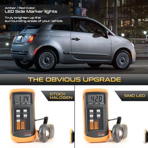 VIPMOTOZ 4PC Full LED Front+Rear Side Marker Lights Compatible With 2012-2019 Fiat 500 Chrome Housing Clear Lens Direct Replacement in Saudi Arabia