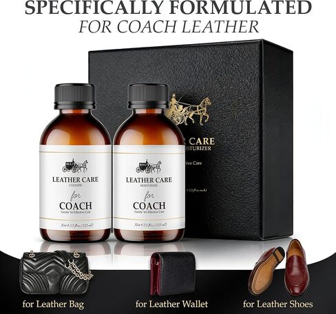 مجموعة منظف ومرطب الجلد للمدرب، ينظف حقائب اليد الجلدية الفاخرة بلطف، ويعيد اللمعان، وينعم، ويزيل البقع والخدوش الخفيفة، آمن لحقائب المصممين المميزة، 125 مل، عبوتان in Kuwait