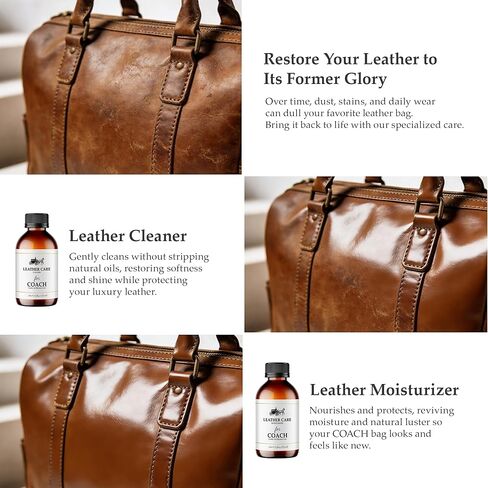 مجموعة منظف ومرطب الجلد للمدرب، ينظف حقائب اليد الجلدية الفاخرة بلطف، ويعيد اللمعان، وينعم، ويزيل البقع والخدوش الخفيفة، آمن لحقائب المصممين المميزة، 125 مل، عبوتان in Kuwait