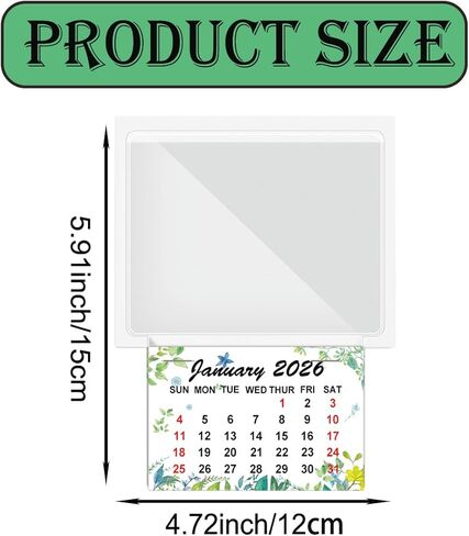 Runs from 2026 Peel and Stick Calendar Stickers Hanging Mini Calendar Card Pocket Holders 2-in-1 Car Wall Calendar with Blank Clear Pocket for Auto Car Fridge Home Office in Saudi Arabia