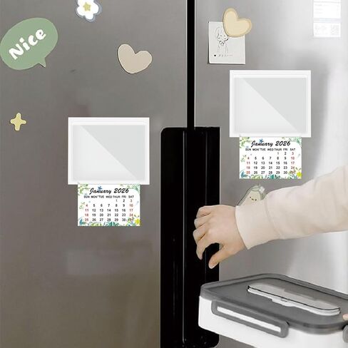Runs from 2026 Peel and Stick Calendar Stickers Hanging Mini Calendar Card Pocket Holders 2-in-1 Car Wall Calendar with Blank Clear Pocket for Auto Car Fridge Home Office in Saudi Arabia