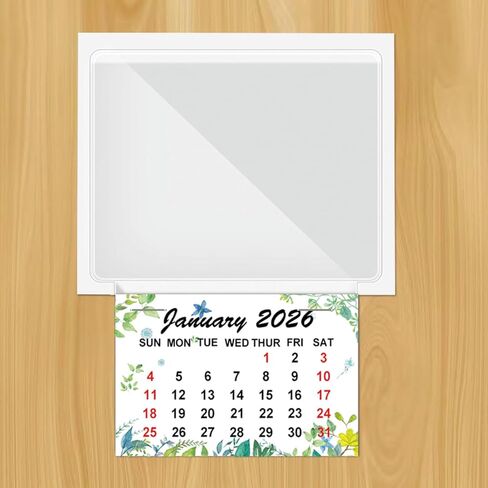 Runs from 2026 Peel and Stick Calendar Stickers Hanging Mini Calendar Card Pocket Holders 2-in-1 Car Wall Calendar with Blank Clear Pocket for Auto Car Fridge Home Office in Saudi Arabia