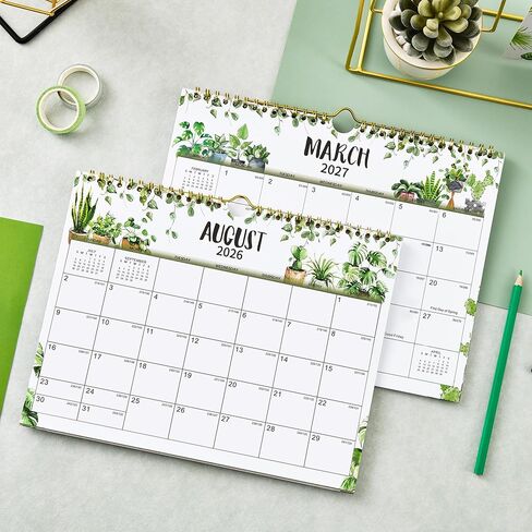 تقويم حائط 2026-2027 - تقويم 2026-2027، يوليو 2026 - ديسمبر 2027، 11 بوصة × 8.5 بوصة، تقويم حائط 18 شهرًا مع غلاف مزدوج السلك + ورق سميك - نباتات in Kuwait