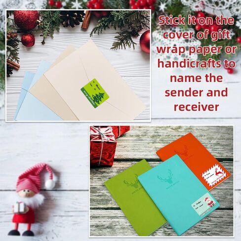 500 Pcs Christmas Gift Tags - Christmas Labels Stickers, Self Adhesive Christmas Name Tag Stickers for Presents, Christmas Gift Labels, to and from Christmas Tags Xmas Santa Holiday Decor in Kuwait