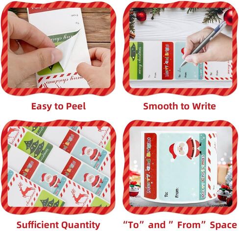 500 Pcs Christmas Gift Tags - Christmas Labels Stickers, Self Adhesive Christmas Name Tag Stickers for Presents, Christmas Gift Labels, to and from Christmas Tags Xmas Santa Holiday Decor in Kuwait