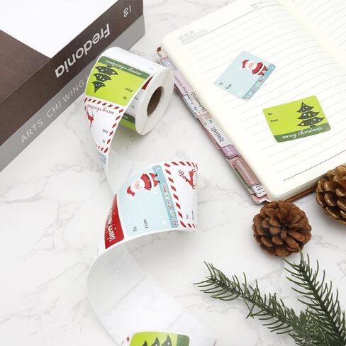 500 Pcs Christmas Gift Tags - Christmas Labels Stickers, Self Adhesive Christmas Name Tag Stickers for Presents, Christmas Gift Labels, to and from Christmas Tags Xmas Santa Holiday Decor in Kuwait