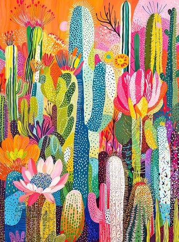 حصريًا من Cross & Glory: "ضربات الفرشاة النباتية - نسيج الصبار" أحجية الصور المقطوعة النباتية المكونة من 1000 قطعة، تحدي فني صديق للبيئة مع لمسة نهائية من الساتان النابض بالحياة in Kuwait