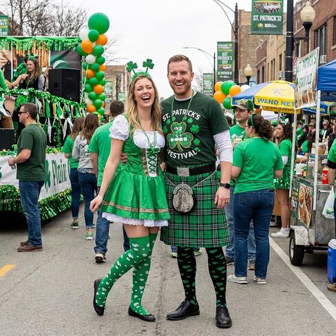 2 Pairs St. Patrick's Day Knee Thigh High Socks for Women Green White Black Irish Over the Knee High Socks in Kuwait