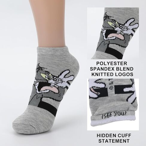 Bioworld Tom & Jerry AOP Women's 5-Pack Ankle Socks in Saudi Arabia