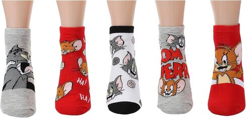 Bioworld Tom & Jerry AOP Women's 5-Pack Ankle Socks in Saudi Arabia