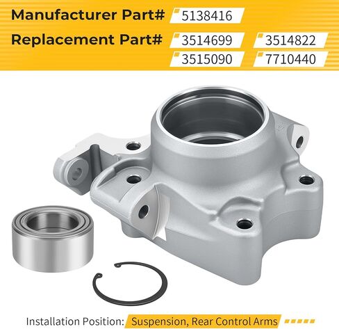 M MATI Rear Right Hand Wheel Bearing Carrier & Bearing/Ring Clip for Polaris RZR 1000 XP 2014-2017 5138416 3514699 7710440 in Kuwait