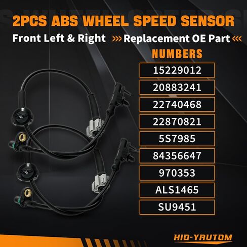 15229012 2 قطعة مستشعر سرعة العجلات الأمامية ABS متوافق مع تشيفي سيلفرادو 1500 سوبربان 1500 أفالانش تاهو جي إم سي سييرا 1500 يوكون 2007-2013 كاديلاك إسكاليد 2009-12 بديل لـ 15229012 ALS1465 in Kuwait