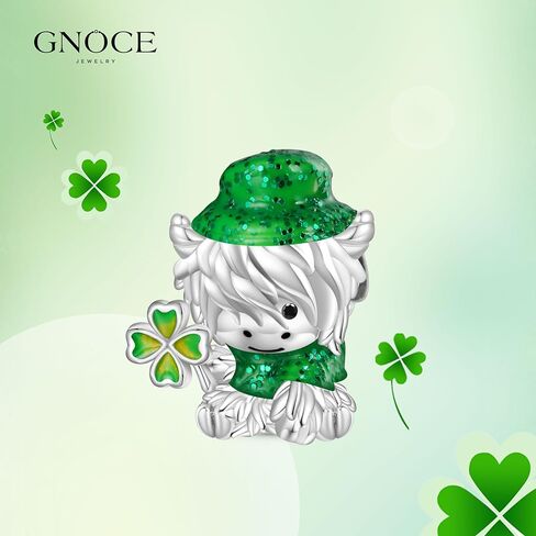 GNOCE St. Patrick's Day Highland Cow Glow-in-the-Dark Clover Charm Bracelet for Women, S925 Sterling Silver Pendant Charm for Women Wife, Valentine‘s Day, Mother’s Day Jewelry in Saudi Arabia
